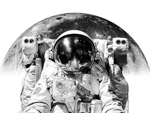 Modern Astronaut No. 2 White Modern Wood Framed Art Print with Double Matting by Wong, Brandon