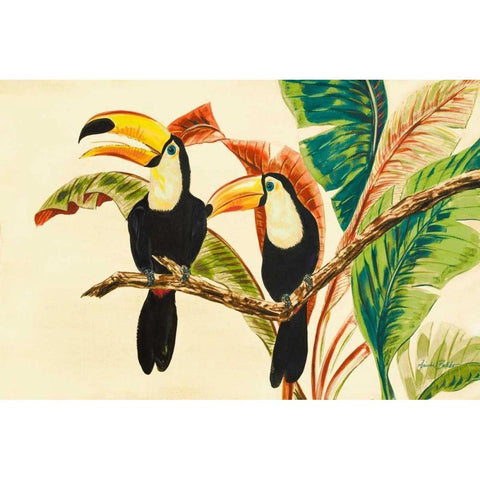 Tropical Toucans I Black Modern Wood Framed Art Print by Baliko, Linda