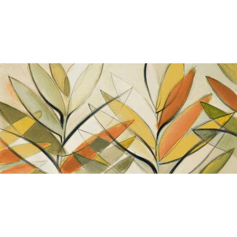 Autumn Palm Abstract Panel White Modern Wood Framed Art Print by Loreth, Lanie