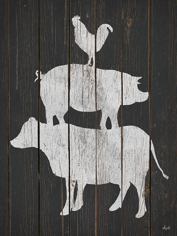 Farm Stack White Modern Wood Framed Art Print with Double Matting by Metz, Andi