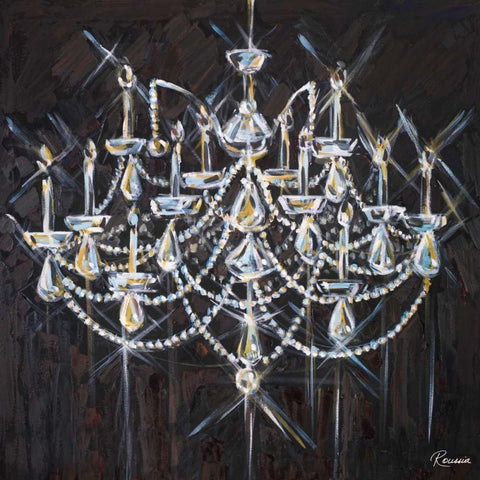 Chandelier II White Modern Wood Framed Art Print by French-Roussia, Heather A.