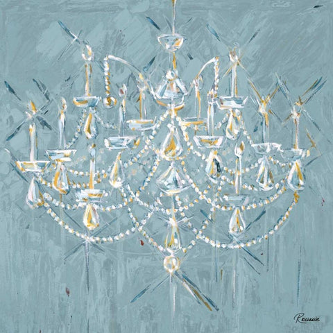 New Chandelier II White Modern Wood Framed Art Print with Double Matting by French-Roussia, Heather A.