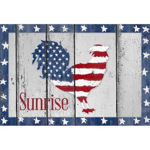 Patriotic Sunrise Black Modern Wood Framed Art Print by Edwins, Hugo