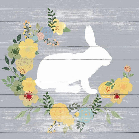 Bunny Black Modern Wood Framed Art Print with Double Matting by SD Graphics Studio