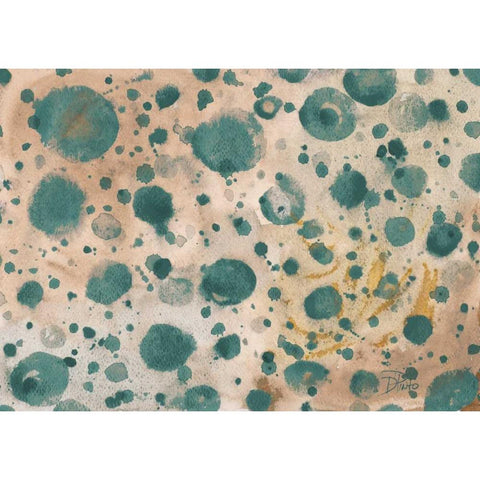 Rustic Turquoise Dots Black Modern Wood Framed Art Print with Double Matting by Pinto, Patricia