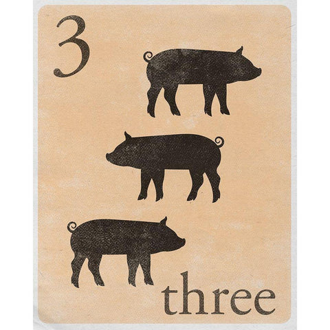 Count by Farm Animals III Black Modern Wood Framed Art Print with Double Matting by SD Graphics Studio