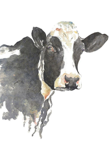 Watercolor Cow Black Ornate Wood Framed Art Print with Double Matting by Pinto, Patricia
