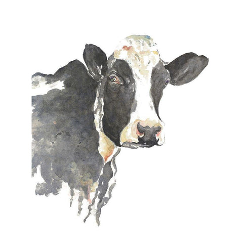 Watercolor Cow Gold Ornate Wood Framed Art Print with Double Matting by Pinto, Patricia