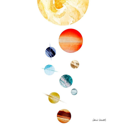 Collection Of Planets Gold Ornate Wood Framed Art Print with Double Matting by Loreth, Lanie