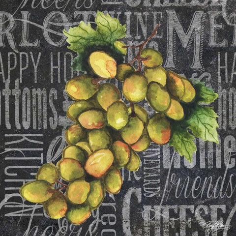 Wine Grapes I White Modern Wood Framed Art Print with Double Matting by Baker, Mary Beth