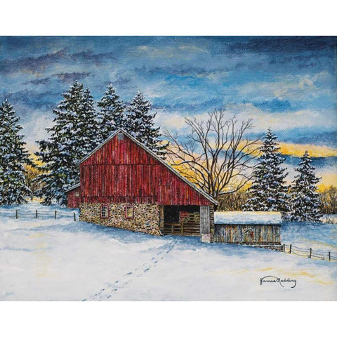 Stovers Mill Barn White Modern Wood Framed Art Print by Redding, James