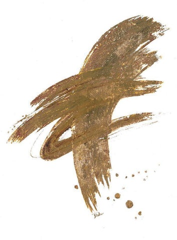 Gold Dance White Modern Wood Framed Art Print with Double Matting by Pinto, Patricia