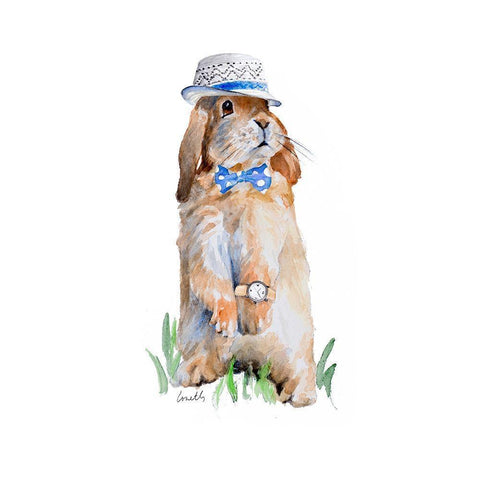 Modern Bunny V (square) Black Modern Wood Framed Art Print with Double Matting by Loreth, Lanie