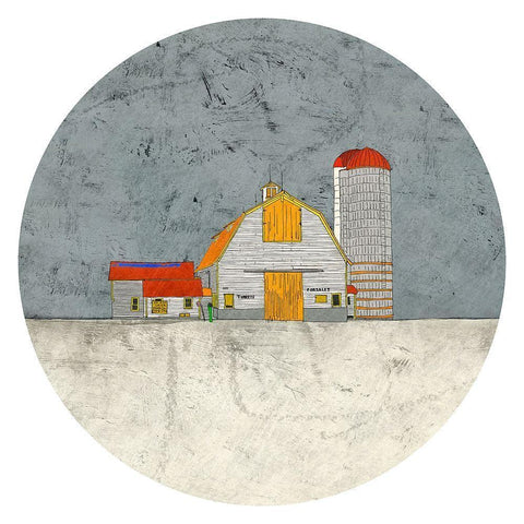 Barn and Silo White Modern Wood Framed Art Print by Mabat, Ynon