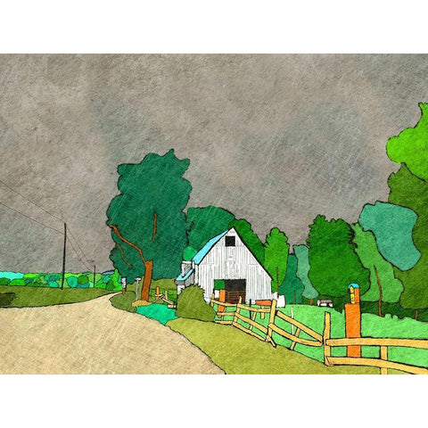 Rainy Season on the Farm Black Modern Wood Framed Art Print by Mabat, Ynon