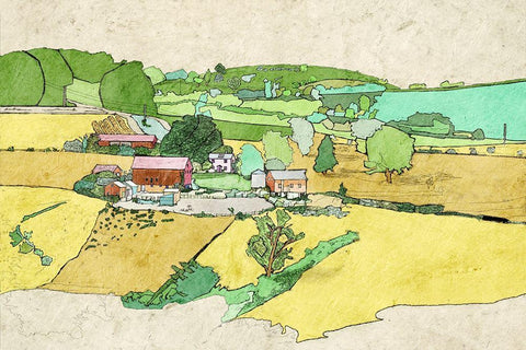 Large Farm Black Ornate Wood Framed Art Print with Double Matting by Mabat, Ynon