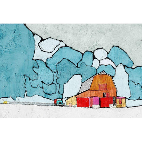 Barn under Blue Skies Black Modern Wood Framed Art Print with Double Matting by Mabat, Ynon