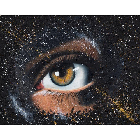 Space Eye Black Modern Wood Framed Art Print by Bucheli, Amaya
