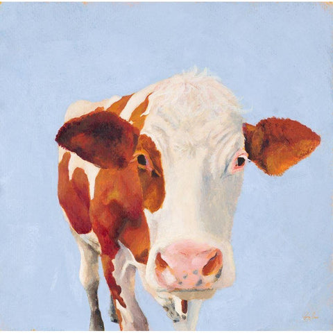 Cow Self Portrait White Modern Wood Framed Art Print by Green, Jenny