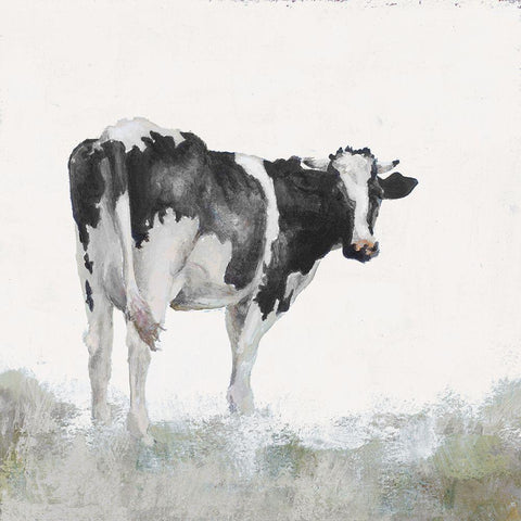 Posing Cow Black Modern Wood Framed Art Print by Green, Jenny