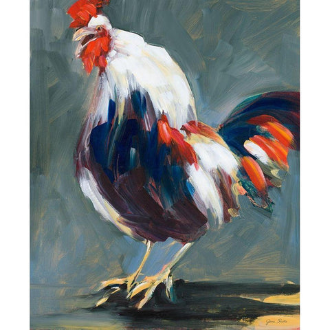 Rising Rooster Gold Ornate Wood Framed Art Print with Double Matting by Slivka, Jane