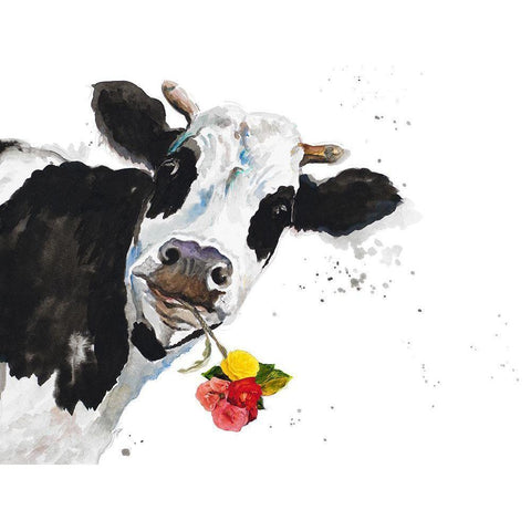 Crazy Cow White Modern Wood Framed Art Print by Pinto, Patricia