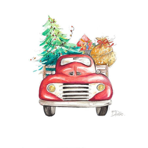 Christmas Tree Haul II Gold Ornate Wood Framed Art Print with Double Matting by Pinto, Patricia