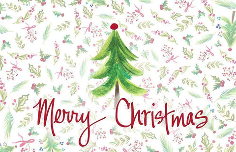 Merry Christmas Tree White Modern Wood Framed Art Print with Double Matting by Del Sol, Ani