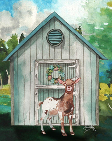 Goat Shed I Black Ornate Wood Framed Art Print with Double Matting by Medley, Elizabeth