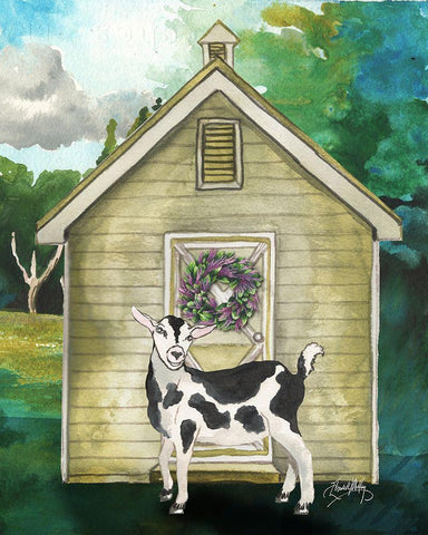 Goat Shed II Black Ornate Wood Framed Art Print with Double Matting by Medley, Elizabeth