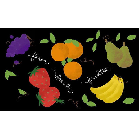 Fresh Fruit Black Modern Wood Framed Art Print with Double Matting by Quach, Anna