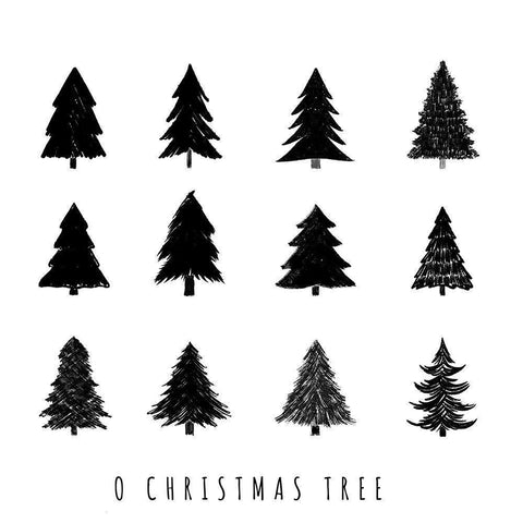 O Christmas Tree Black Modern Wood Framed Art Print by Navas, Emily