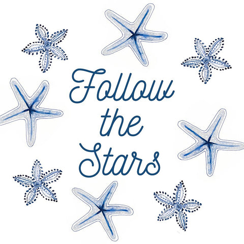 Follow The Stars White Modern Wood Framed Art Print with Double Matting by Loreth, lanie