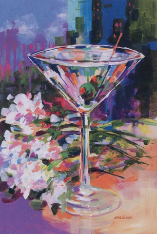 N.Y. Martini Black Ornate Wood Framed Art Print with Double Matting by Slivka, Jane