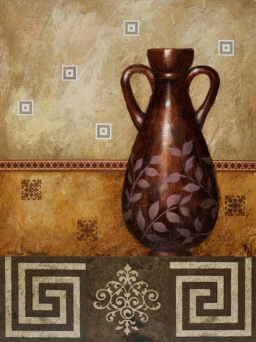 Mahogany Urn II White Modern Wood Framed Art Print with Double Matting by Marcon, Michael