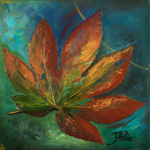 Blue Leaf I White Modern Wood Framed Art Print by Pinto, Patricia