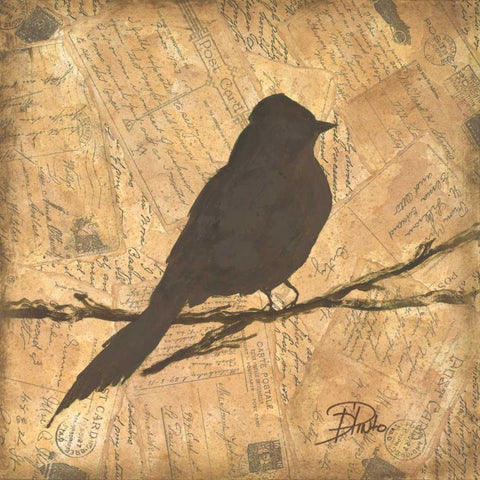 Bird Silhouette I White Modern Wood Framed Art Print by Pinto, Patricia