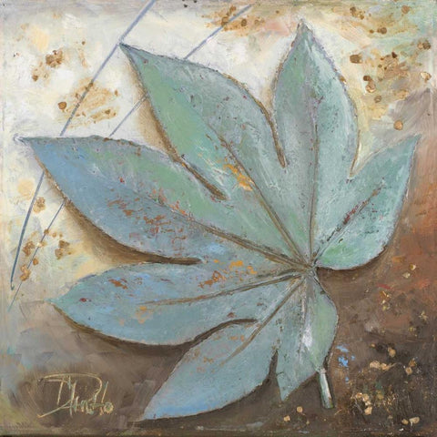 Turquoise Leaf I White Modern Wood Framed Art Print by Pinto, Patricia