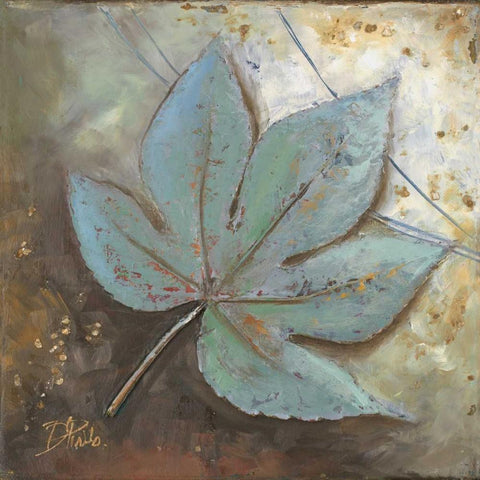 Turquoise Leaf II Black Modern Wood Framed Art Print by Pinto, Patricia