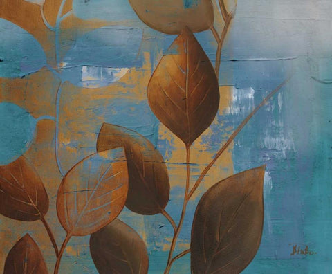 Eco Blue I Black Ornate Wood Framed Art Print with Double Matting by Pinto, Patricia