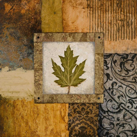 Fallen Leaf II - green White Modern Wood Framed Art Print by Marcon, Michael