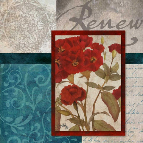 Red Botanicals II Black Modern Wood Framed Art Print with Double Matting by Medley, Elizabeth