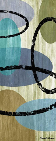 Elastic Blue I Black Ornate Wood Framed Art Print with Double Matting by Marcon, Michael