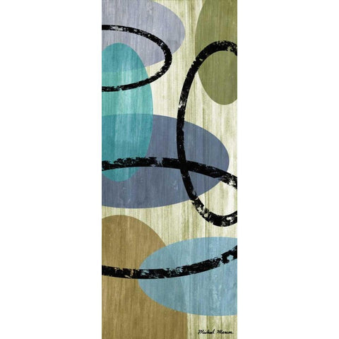 Elastic Blue I Black Modern Wood Framed Art Print with Double Matting by Marcon, Michael