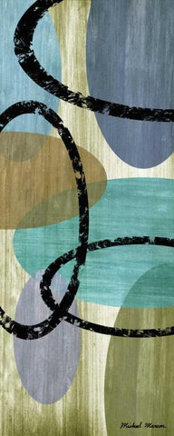 Elastic Blue II Black Ornate Wood Framed Art Print with Double Matting by Marcon, Michael