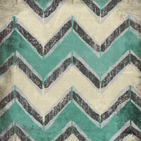 Turquoise Modele VII Gold Ornate Wood Framed Art Print with Double Matting by Medley, Elizabeth