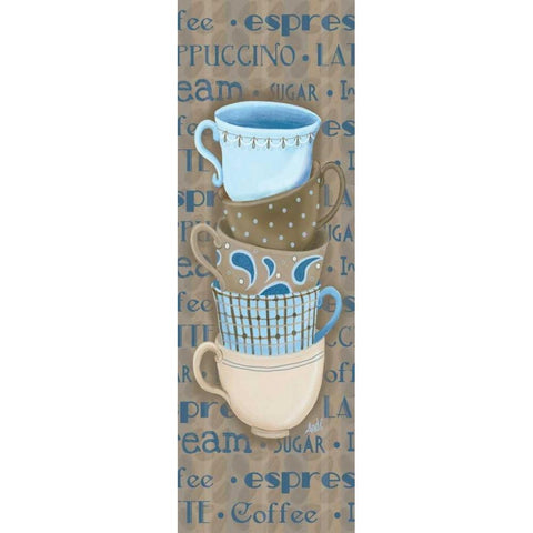 Coffee Cup Stack I Black Modern Wood Framed Art Print by Metz, Andi