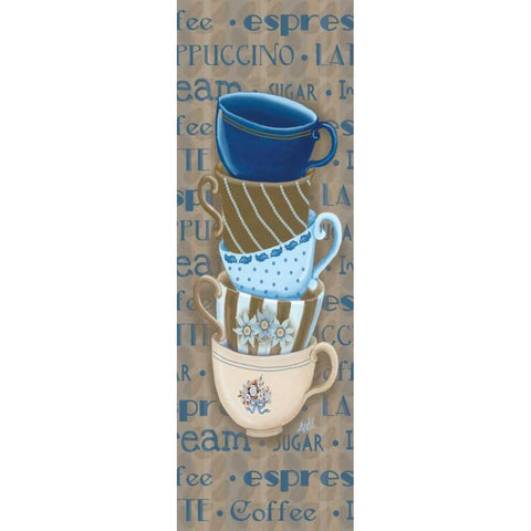 Coffee Cup Stack II Gold Ornate Wood Framed Art Print with Double Matting by Metz, Andi