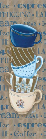 Coffee Cup Stack II Black Ornate Wood Framed Art Print with Double Matting by Metz, Andi