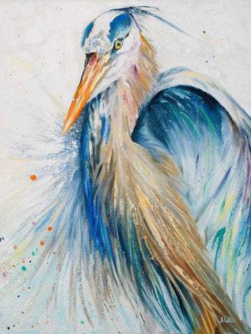 New Blue Heron II White Modern Wood Framed Art Print with Double Matting by Pinto, Patricia